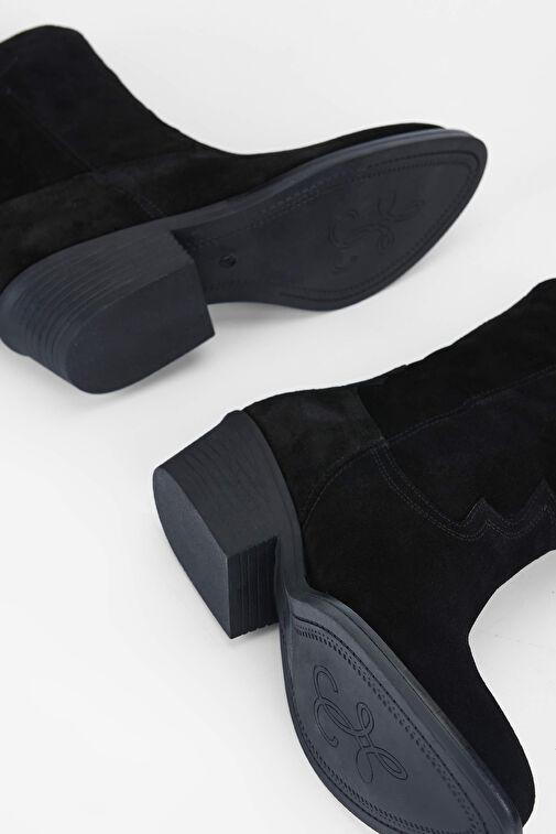 Tamer Tanca Kadın Hakiki Deri Siyah Süet Western Bot - Görsel 5