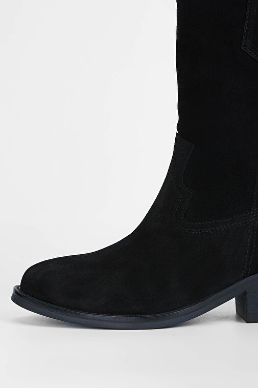 Tamer Tanca Kadın Hakiki Deri Siyah Süet Western Bot - Görsel 4