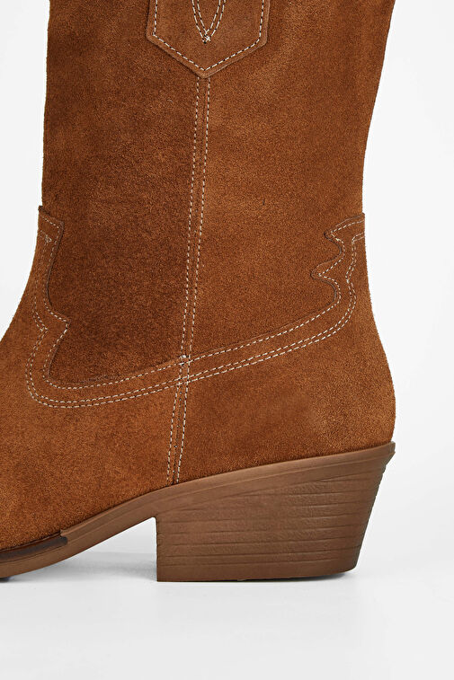Tamer Tanca Kadın Hakiki Deri Taba Süet Western Bot - Görsel 5