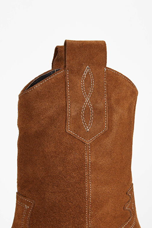 Tamer Tanca Kadın Hakiki Deri Taba Süet Western Bot - Görsel 7