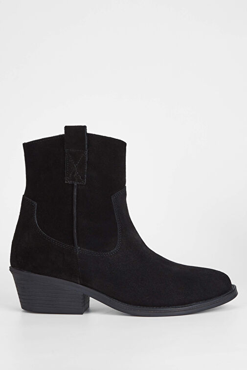 Tamer Tanca Kadın Hakiki Deri Siyah Süet Western Bot - Görsel 2