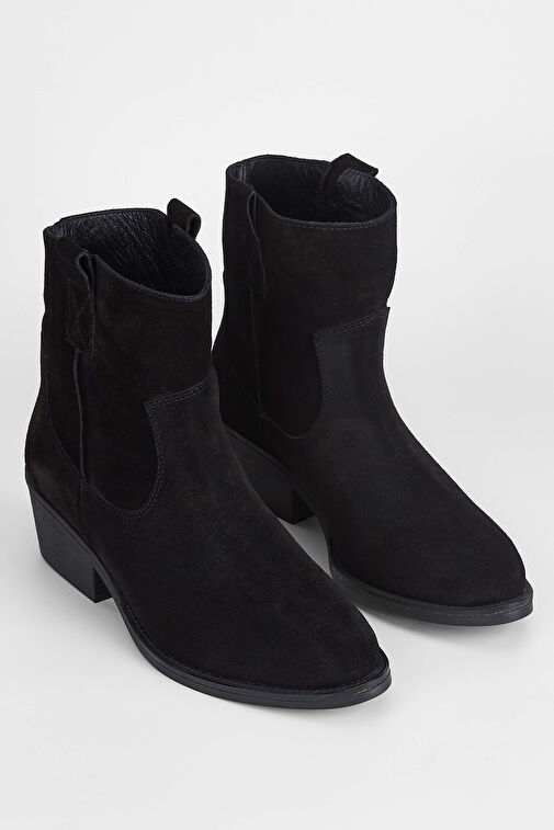 Tamer Tanca Kadın Hakiki Deri Siyah Süet Western Bot - Görsel 3