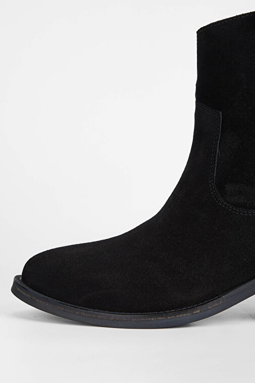 Tamer Tanca Kadın Hakiki Deri Siyah Süet Western Bot - Görsel 4