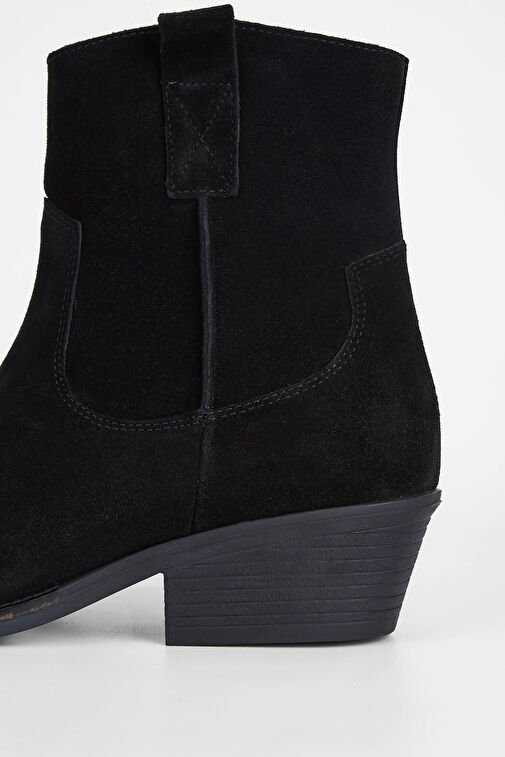 Tamer Tanca Kadın Hakiki Deri Siyah Süet Western Bot - Görsel 5