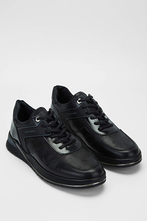 Tamer Tanca Erkek Hakiki Deri Siyah Sneakers & Spor Ayakkabı - Görsel 4
