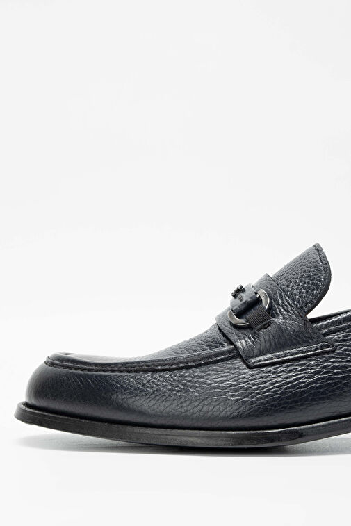 Tamer Tanca Erkek Hakiki Deri Lacivert Loafer Ayakkabı - Görsel 4