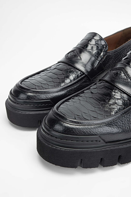 Tamer Tanca Erkek Hakiki Deri Siyah Loafer Ayakkabı - Görsel 4
