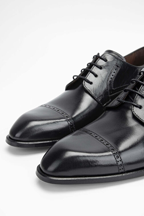 Tamer Tanca Erkek Hakiki Deri Siyah Klasik Ayakkabı - Görsel 4