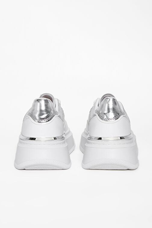 Valmenti Kadın Beyaz Gümüş Suni Deri Sneakers & Spor Ayakkabı - Görsel 6