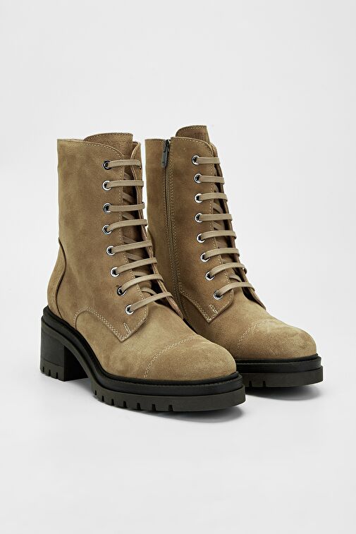 Valmenti Kadın Bej Süet Hakiki Deri Casual Bot - Görsel 3
