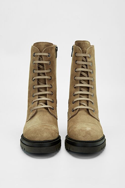 Valmenti Kadın Bej Süet Hakiki Deri Casual Bot - Görsel 4