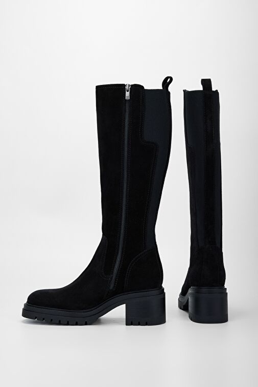 Valmenti Kadın Siyah Süet Hakiki Deri Çizme - Görsel 6