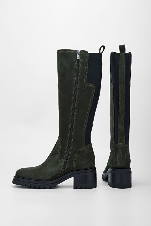Valmenti Kadın Haki Süet Hakiki Deri Çizme - Görsel 6