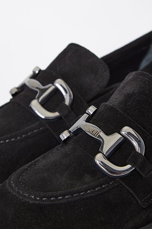 Valmenti Kadın Siyah Süet Hakiki Deri Loafer Ayakkabı - Görsel 7