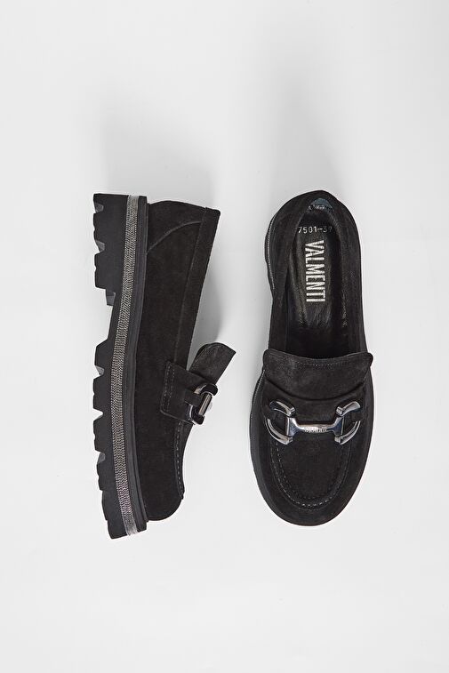 Valmenti Kadın Siyah Süet Hakiki Deri Loafer Ayakkabı - Görsel 8