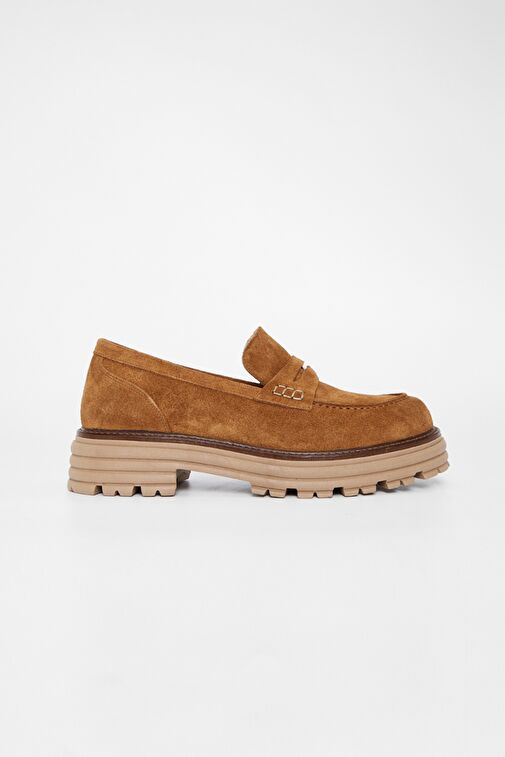 Valmenti Kadın Tütün Süet Hakiki Deri Loafer Ayakkabı - Görsel 2