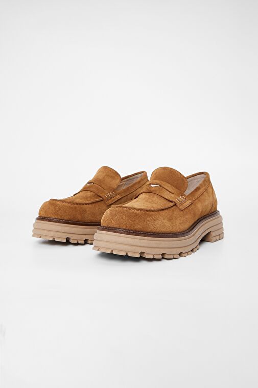 Valmenti Kadın Tütün Süet Hakiki Deri Loafer Ayakkabı - Görsel 3