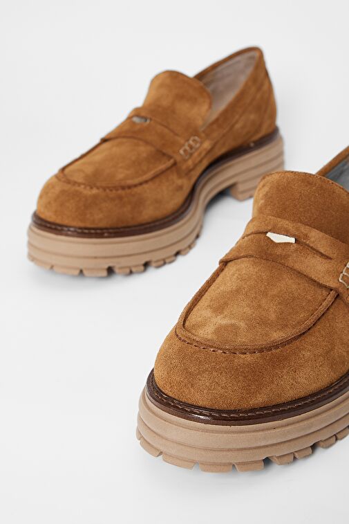 Valmenti Kadın Tütün Süet Hakiki Deri Loafer Ayakkabı - Görsel 4