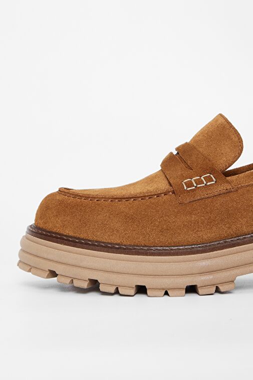 Valmenti Kadın Tütün Süet Hakiki Deri Loafer Ayakkabı - Görsel 5