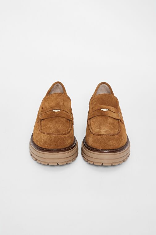 Valmenti Kadın Tütün Süet Hakiki Deri Loafer Ayakkabı - Görsel 7