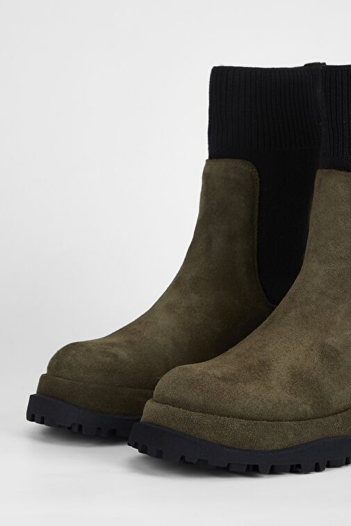 Valmenti Kadın Haki Süet Hakiki Deri Casual Bot - Görsel 4