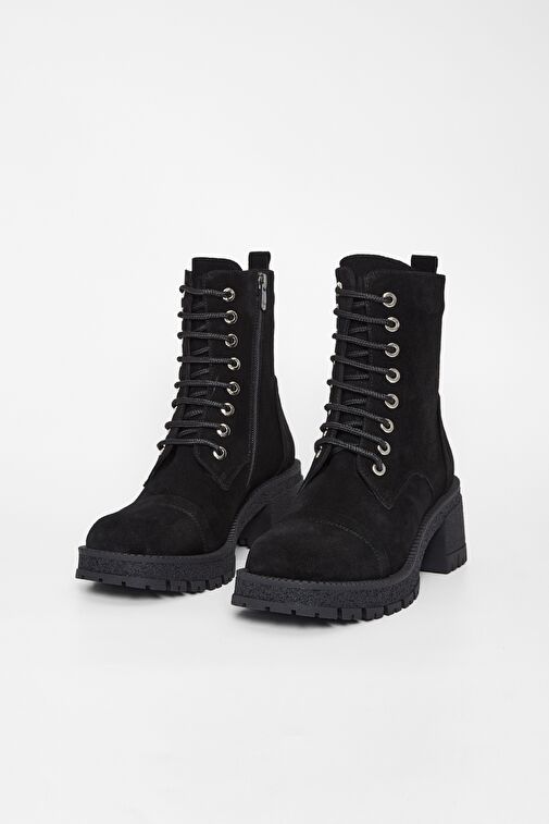 Valmenti Kadın Siyah Süet Hakiki Deri Casual Bot - Görsel 3