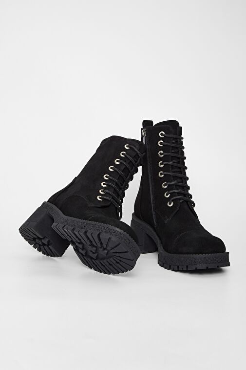 Valmenti Kadın Siyah Süet Hakiki Deri Casual Bot - Görsel 4