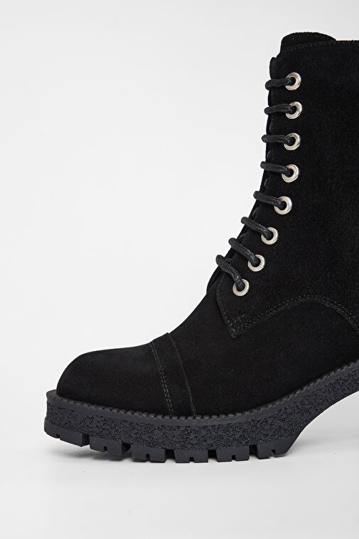Valmenti Kadın Siyah Süet Hakiki Deri Casual Bot - Görsel 5