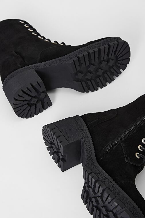 Valmenti Kadın Siyah Süet Hakiki Deri Casual Bot - Görsel 8