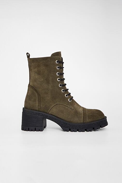 Valmenti Kadın Haki Süet Hakiki Deri Casual Bot - Görsel 2