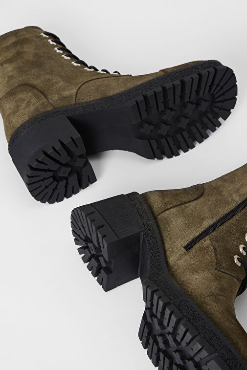 Valmenti Kadın Haki Süet Hakiki Deri Casual Bot - Görsel 7