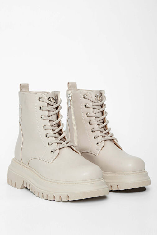 Tamer Tanca Kadın Suni Deri Beyaz Casual Bot - Görsel 3