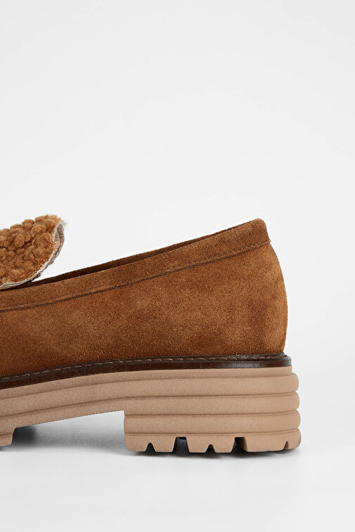 Tamer Tanca Kadın Hakiki Deri Taba Süet Loafer Ayakkabı - Görsel 6