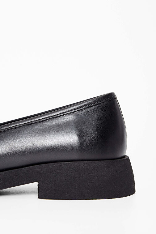 Tamer Tanca Kadın Hakiki Deri Siyah Deri Loafer Ayakkabı - Görsel 6