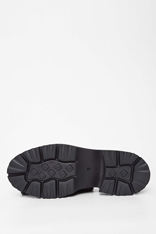 Tamer Tanca Kadın Hakiki Deri Siyah Süet Loafer Ayakkabı - Görsel 7