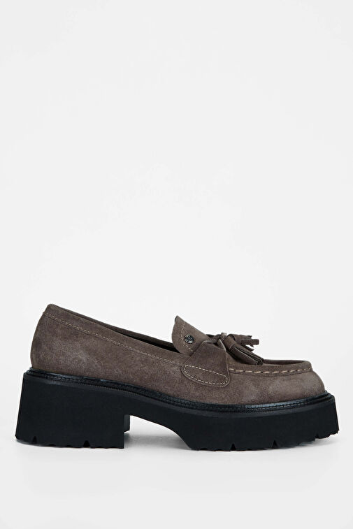 Tamer Tanca Kadın Hakiki Deri Gri Loafer Ayakkabı - Görsel 2