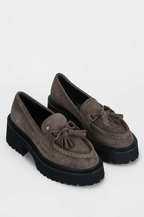 Tamer Tanca Kadın Hakiki Deri Gri Loafer Ayakkabı - Görsel 3