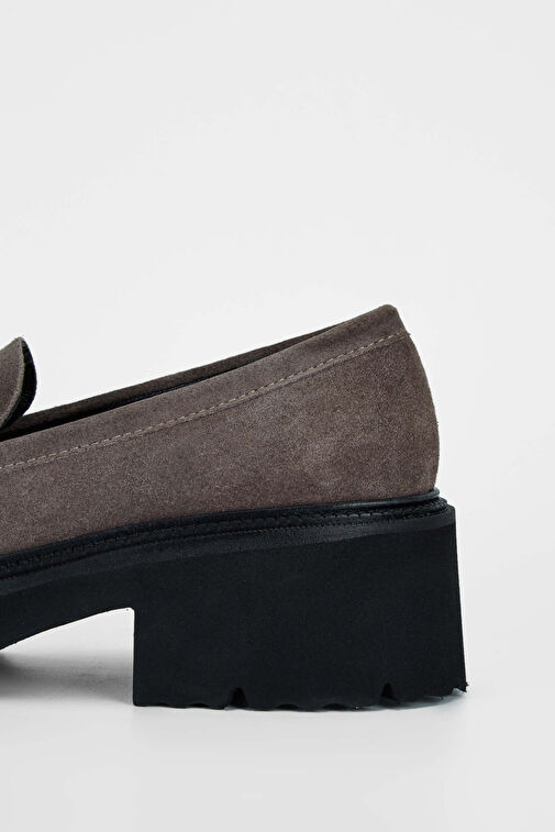 Tamer Tanca Kadın Hakiki Deri Gri Loafer Ayakkabı - Görsel 5