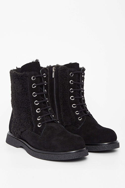 Tamer Tanca Kadın Hakiki Deri Siyah Süet Casual Bot - Görsel 3