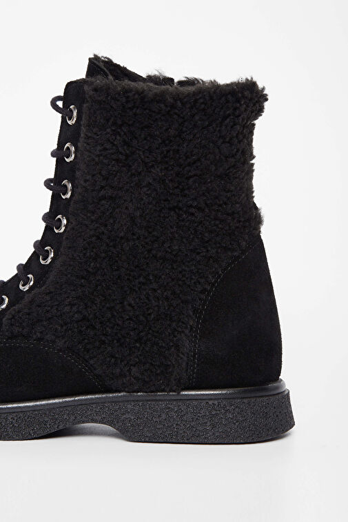 Tamer Tanca Kadın Hakiki Deri Siyah Süet Casual Bot - Görsel 4