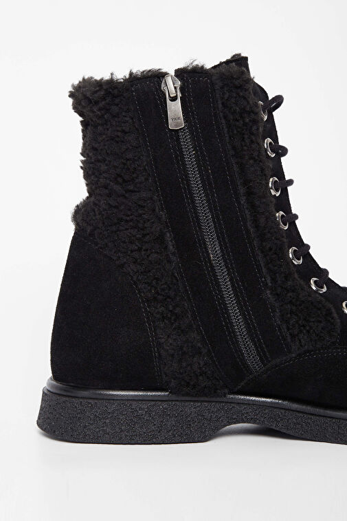 Tamer Tanca Kadın Hakiki Deri Siyah Süet Casual Bot - Görsel 5