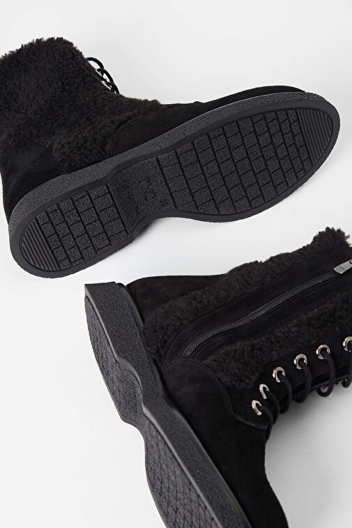 Tamer Tanca Kadın Hakiki Deri Siyah Süet Casual Bot - Görsel 6