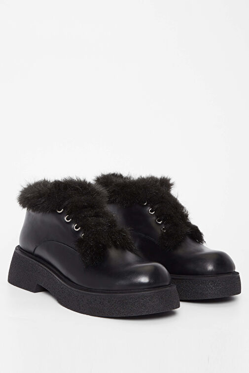 Tamer Tanca Kadın Hakiki Deri Siyah Deri Casual Bot - Görsel 3