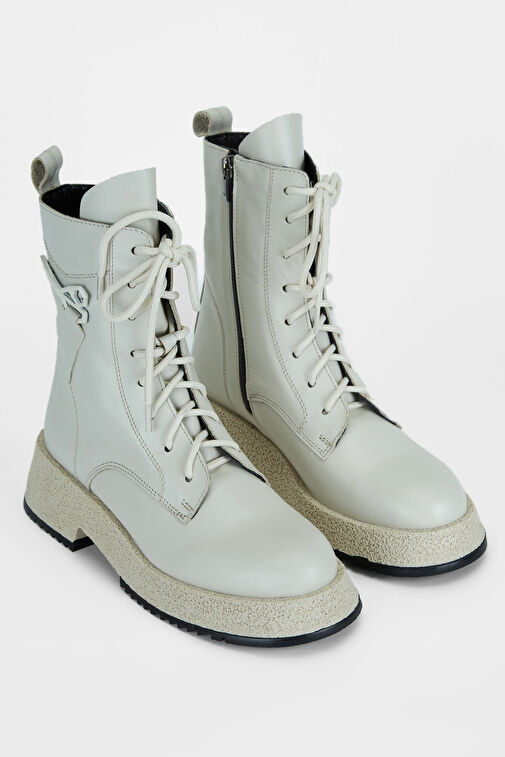 Tamer Tanca Kadın Hakiki Deri Kırık Beyaz Casual Bot - Görsel 3