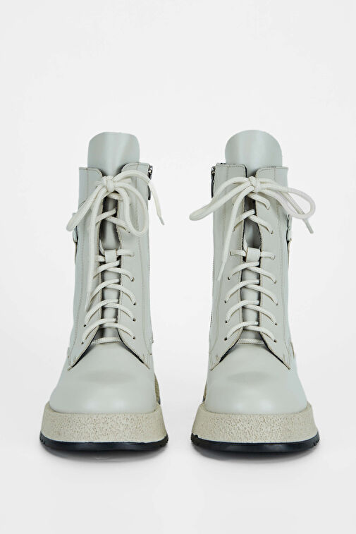 Tamer Tanca Kadın Hakiki Deri Kırık Beyaz Casual Bot - Görsel 4