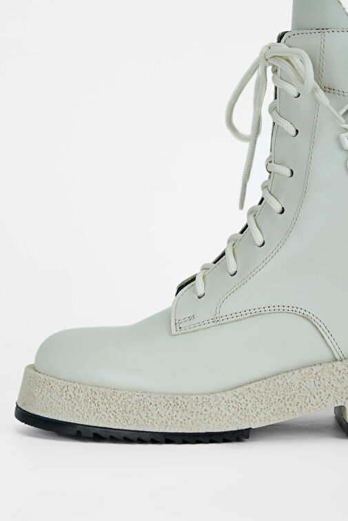 Tamer Tanca Kadın Hakiki Deri Kırık Beyaz Casual Bot - Görsel 5