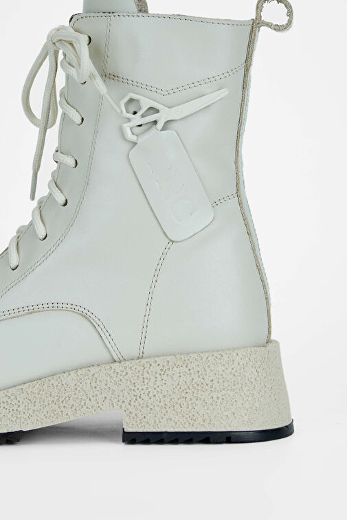 Tamer Tanca Kadın Hakiki Deri Kırık Beyaz Casual Bot - Görsel 6