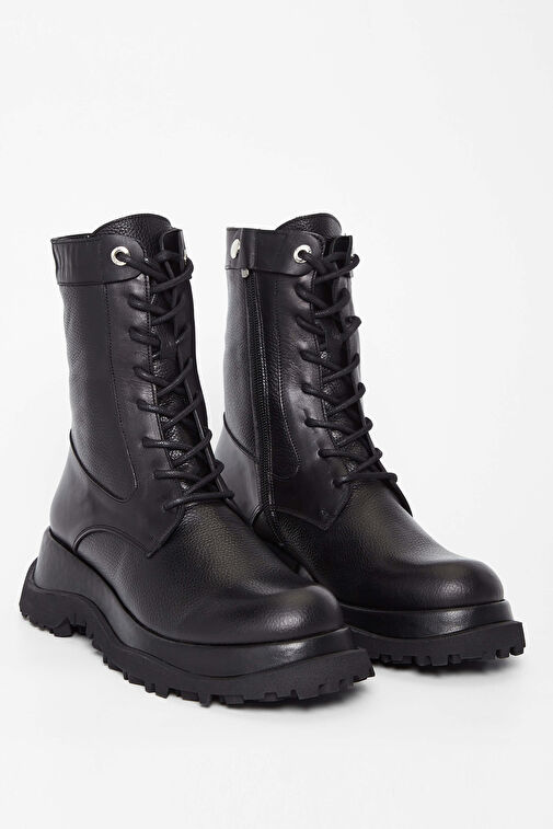 Tamer Tanca Kadın Hakiki Deri Siyah Deri Casual Bot - Görsel 3