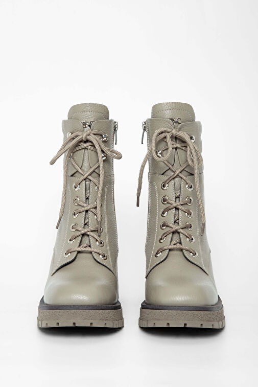 Tamer Tanca Kadın Hakiki Deri Bej Casual Bot - Görsel 4