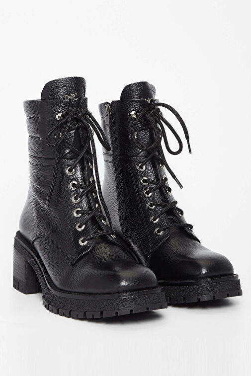 Tamer Tanca Kadın Hakiki Deri Siyah Casual Bot - Görsel 3